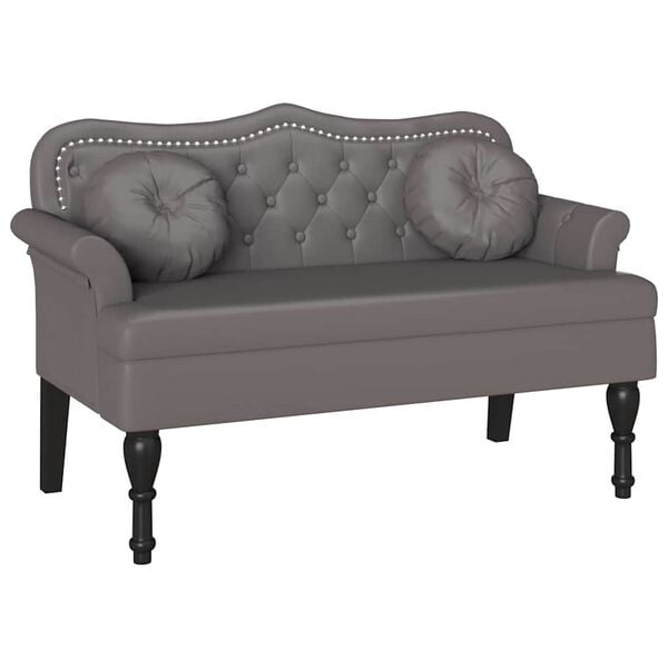 vidaXL Chesterfield Bank met kussen Grijs 120,5 x 65 x 75 cm Nep Leer