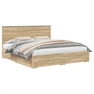 vidaXL Bedframe met hoofdeinde Sonoma Eiken 180 x 200 cm Bewerkt hout