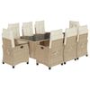 vidaXL 9-delige Tuinset met kussens poly rattan beige