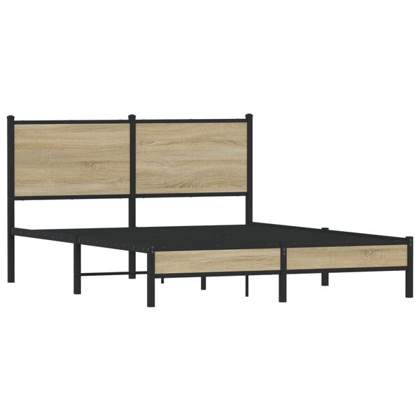 vidaXL Bedframe zonder matras metaal sonoma eikenkleurig 137x190 cm