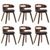 vidaXL Eetkamerstoelen 6 st gebogen hout en stof donkergrijs