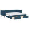 vidaXL Slaapbank met onderschuifbed en lades 90x200 cm fluweel blauw