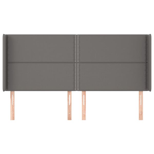 vidaXL Hoofdbord met randen 203x16x118/128 cm kunstleer grijs