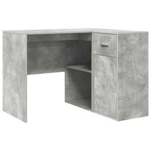 vidaXL Hoekbureau met lade met plank Beton Grijs 102 x 88 x 75 cm