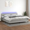 vidaXL Boxspring met matras en LED stof lichtgrijs 200x200 cm