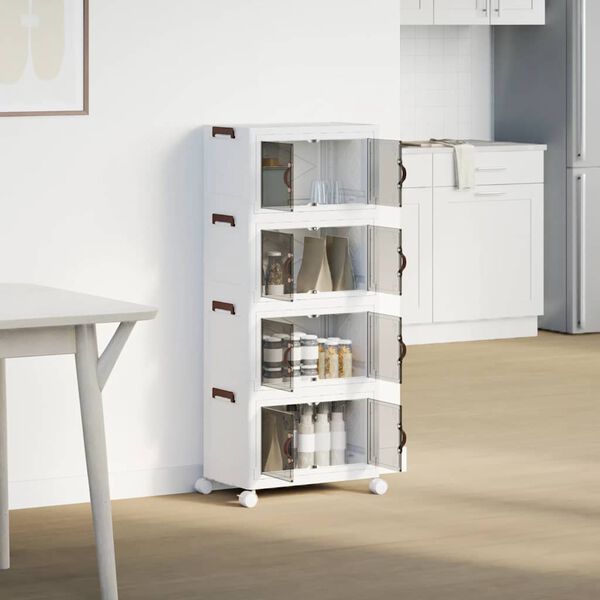 vidaXL Opbergbox stapelbaar met wielen 4-laags 28 L 48x29,5x112,5 cm