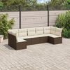 vidaXL 7-delige Loungeset met kussens poly rattan bruin