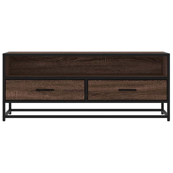 vidaXL Tv-meubel 100x34,5x40 cm bewerkt hout metaal bruin eikenkleur