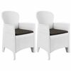 vidaXL Tuinstoel 2 st met kussen rattan-look kunststof wit