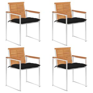 vidaXL Tuinstoelen 4 st met kussens massief acaciahout