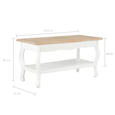 vidaXL Salontafel 87,5x42x44 cm massief grenenhout wit en bruin