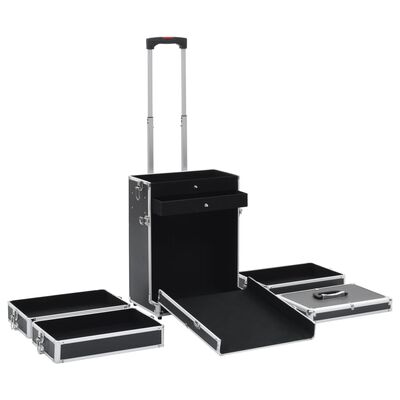 vidaXL Make-up trolley aluminium zwart