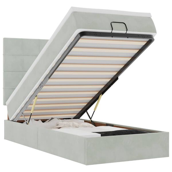 vidaXL Ottoman bed met matrassen en LED's 100x200cm fluweel lichtgrijs