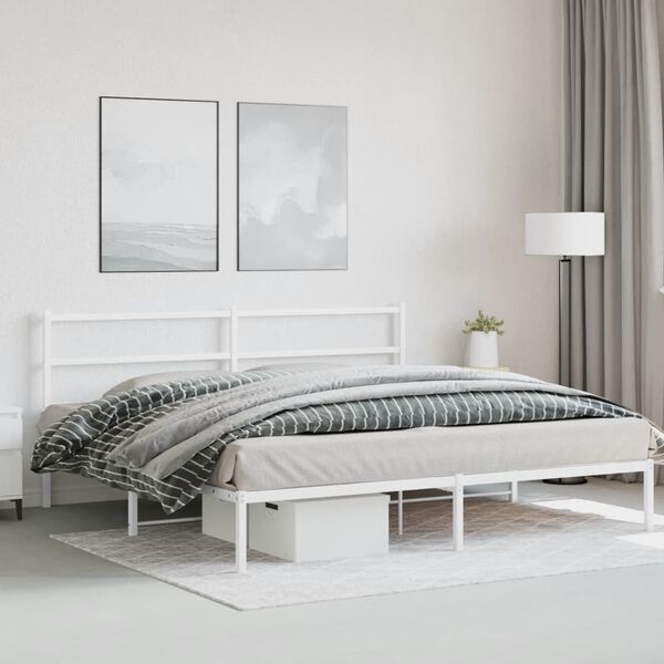 vidaXL Bedframe met hoofdbord metaal wit 200x200 cm