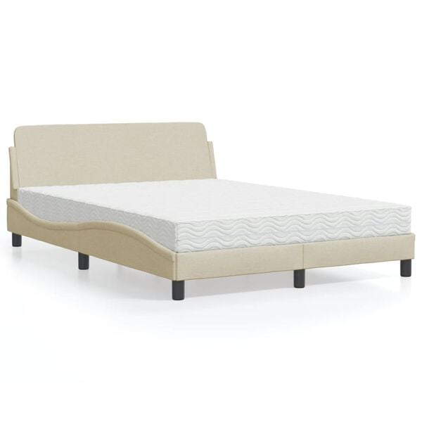 vidaXL Bed met matras "Dover" stof cr&egrave;mekleurig 140x190 cm