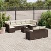 vidaXL 10-delige Loungeset met kussens poly rattan bruin