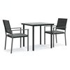 vidaXL 3-delige Tuinset met kussens poly rattan en staal