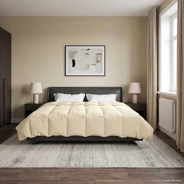 vidaXL Zomer Dekbed Gekwilt Cr&egrave;me 240 x 260 cm Microfiber