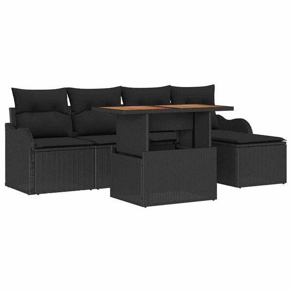 vidaXL Tuin Sofa Set met kussen 6 pcs Zwart