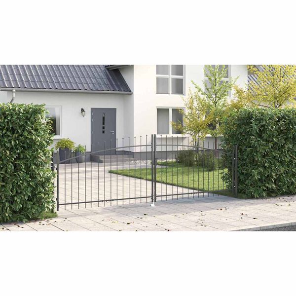 vidaXL Dubbele Poort met slot Grijs 400 x 199.5 cm Staal