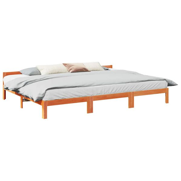 vidaXL Bedframe zonder matras 270x200 cm massief grenenhout wasbruin