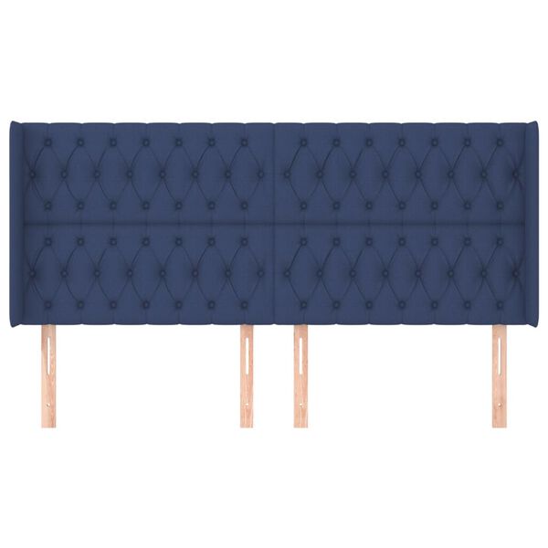 vidaXL Hoofdbord met randen 203x16x118/128 cm stof blauw