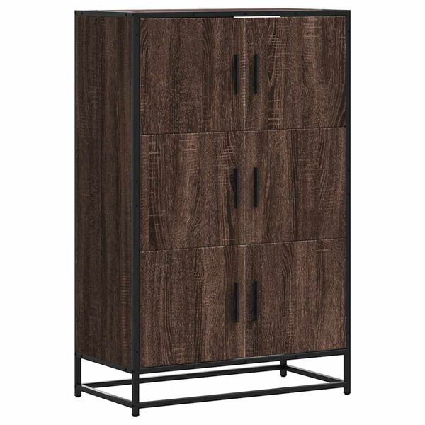 vidaXL Hoge kast 68x35x106,5cm bewerkt hout en metaal bruin eikenkleur
