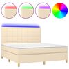 vidaXL Boxspring met matras en LED stof cr&egrave;mekleurig 160x200 cm