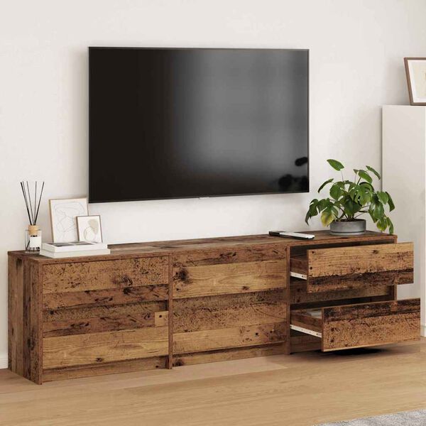 vidaXL TV Eenheden 2 pcs Oud Hout 180 x 34 x 50 cm Bewerkt hout