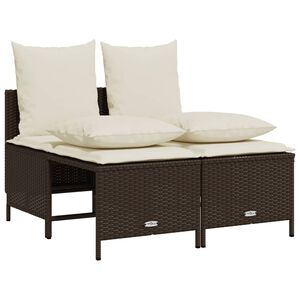 vidaXL 4-delige Loungeset met kussens poly rattan bruin
