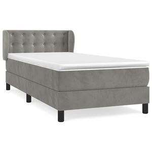 vidaXL Boxspring met matras fluweel lichtgrijs 80x200 cm