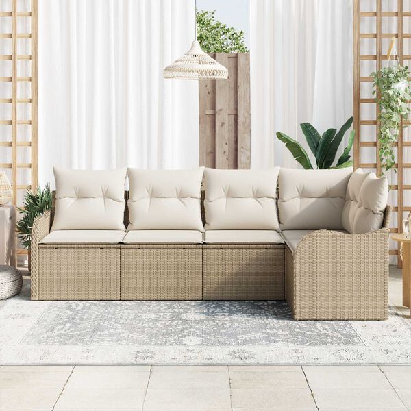 vidaXL Tuin Sofa Set Beige poly rattan