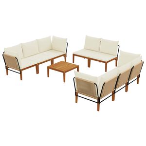 vidaXL 9 st Massief acaciahout & touw Naturel