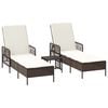 vidaXL Ligstoel 3 st poly rattan Bruin en Cr&egrave;me Wit