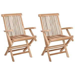 vidaXL Opvouwbare Tuinstoel 2 pcs Naturel Massief Teakhout
