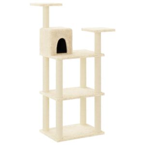 vidaXL Kattenkrabpaal met sisal krabpalen 118,5 cm cr&egrave;mekleurig