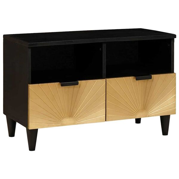 vidaXL TV-kast met lade Zwart en Goud 70 x 33 x 46 cm Bewerkt hout