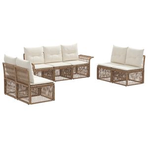 vidaXL Tuinbankenset 7 pcs Beige poly rattan