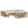vidaXL Buiten bankenset 14 pcs Natuurlijk en Cr&egrave;me Wit Polyester