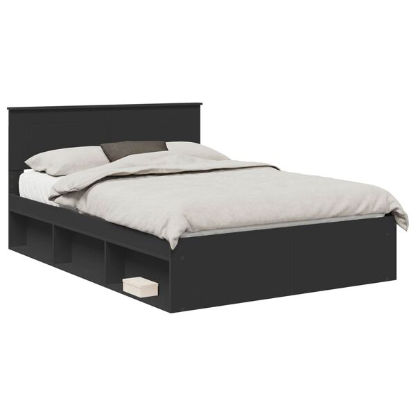 vidaXL Bedframe met hoofdeinde Zwart 150 x 200 cm Bewerkt hout