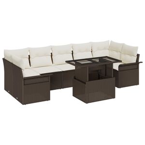 vidaXL Tuin Sofa Set met kussen met opslag 8 pcs Bruin Poly riet