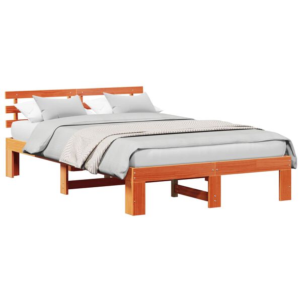 vidaXL Bedframe Wasbruin 120 x 190 cm Massief grenenhout