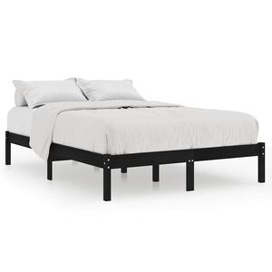 vidaXL Bedframe massief hout zwart 135x190 cm