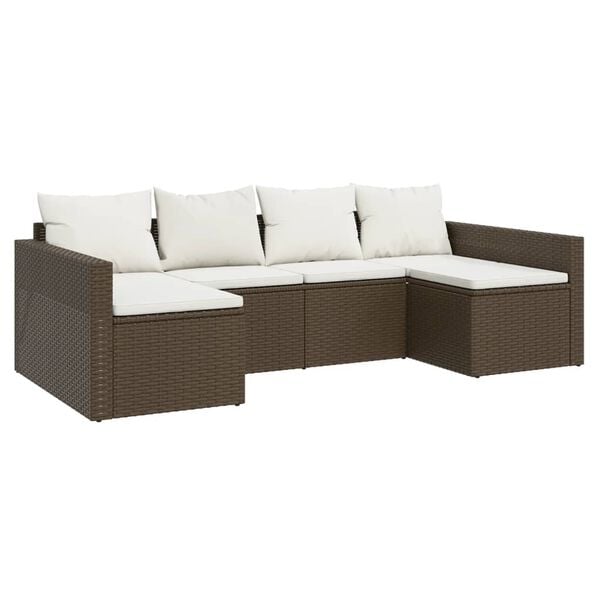 vidaXL 2-delige Loungeset met kussens poly rattan bruin