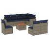 vidaXL 9-delige Loungeset met kussens poly rattan grijs