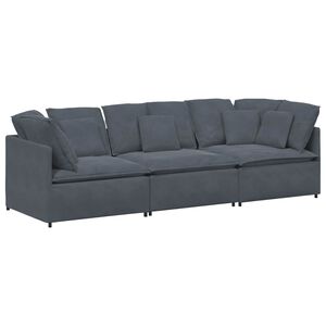 vidaXL Modulaire bank met kussens fluweel donkergrijs