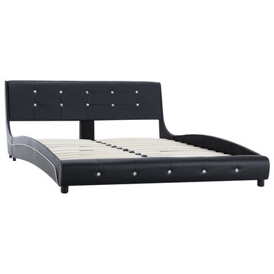 vidaXL Bed met traagschuim matras kunstleer zwart 140x200 cm