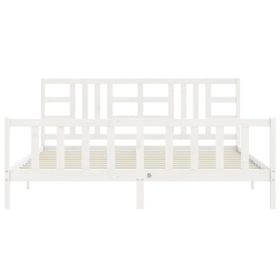 vidaXL Bedframe met hoofdbord massief hout wit 200x200 cm