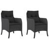 vidaXL Tuinstoelen 2 st met kussens poly rattan zwart
