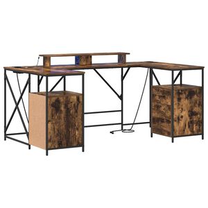 vidaXL Bureau Gerookt eiken Bewerkt hout 182 x 101 x 87,5 cm